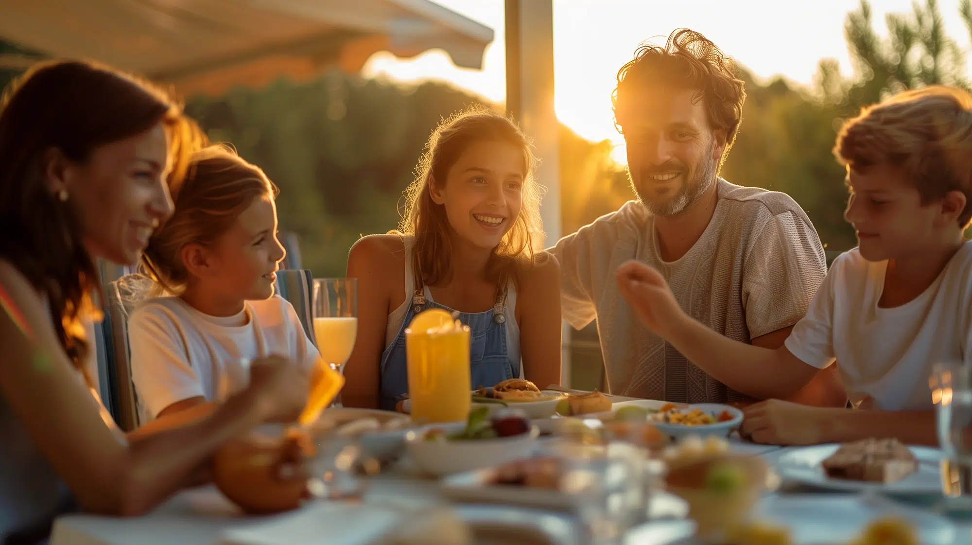 famille terrasse mobil home camping