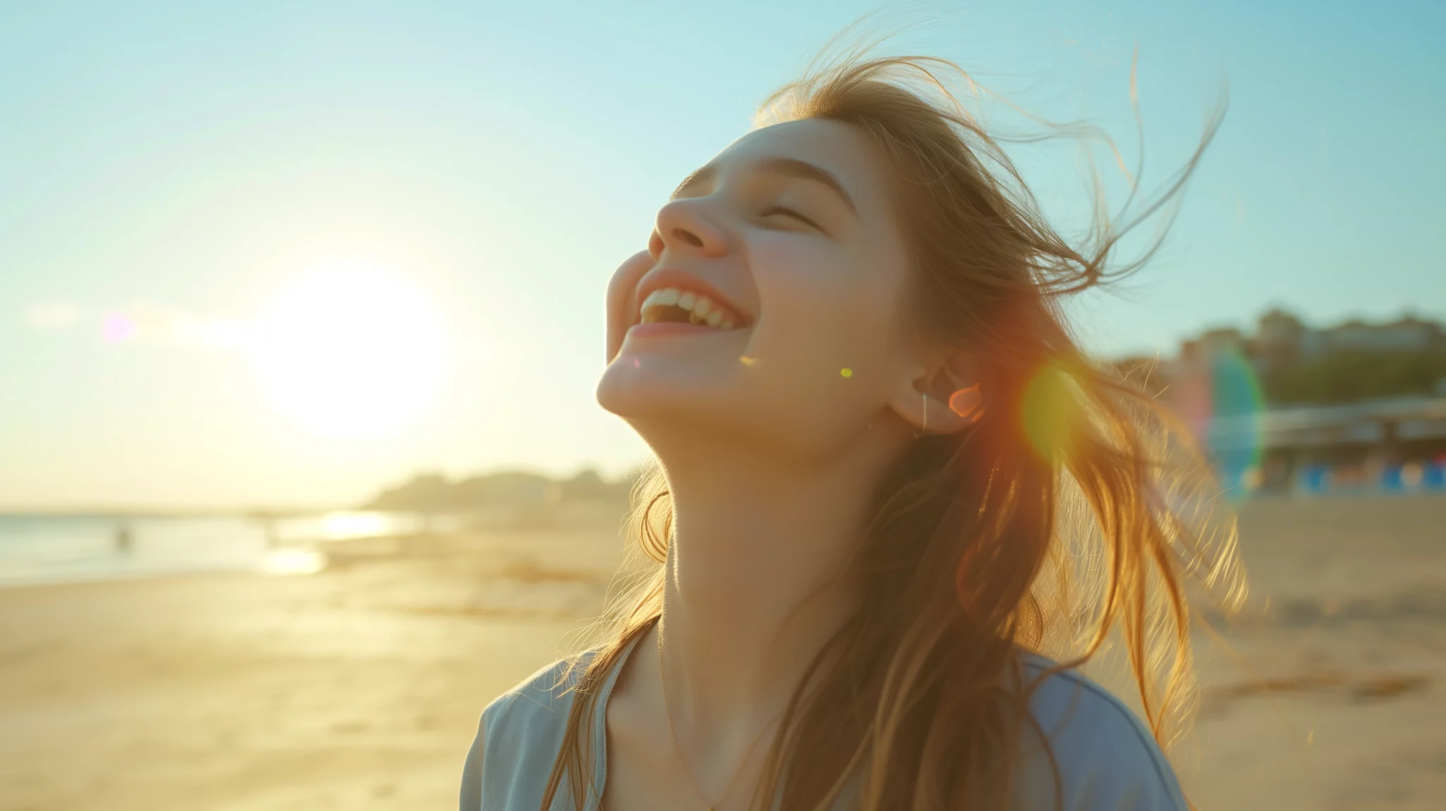 smiling woman on the beach