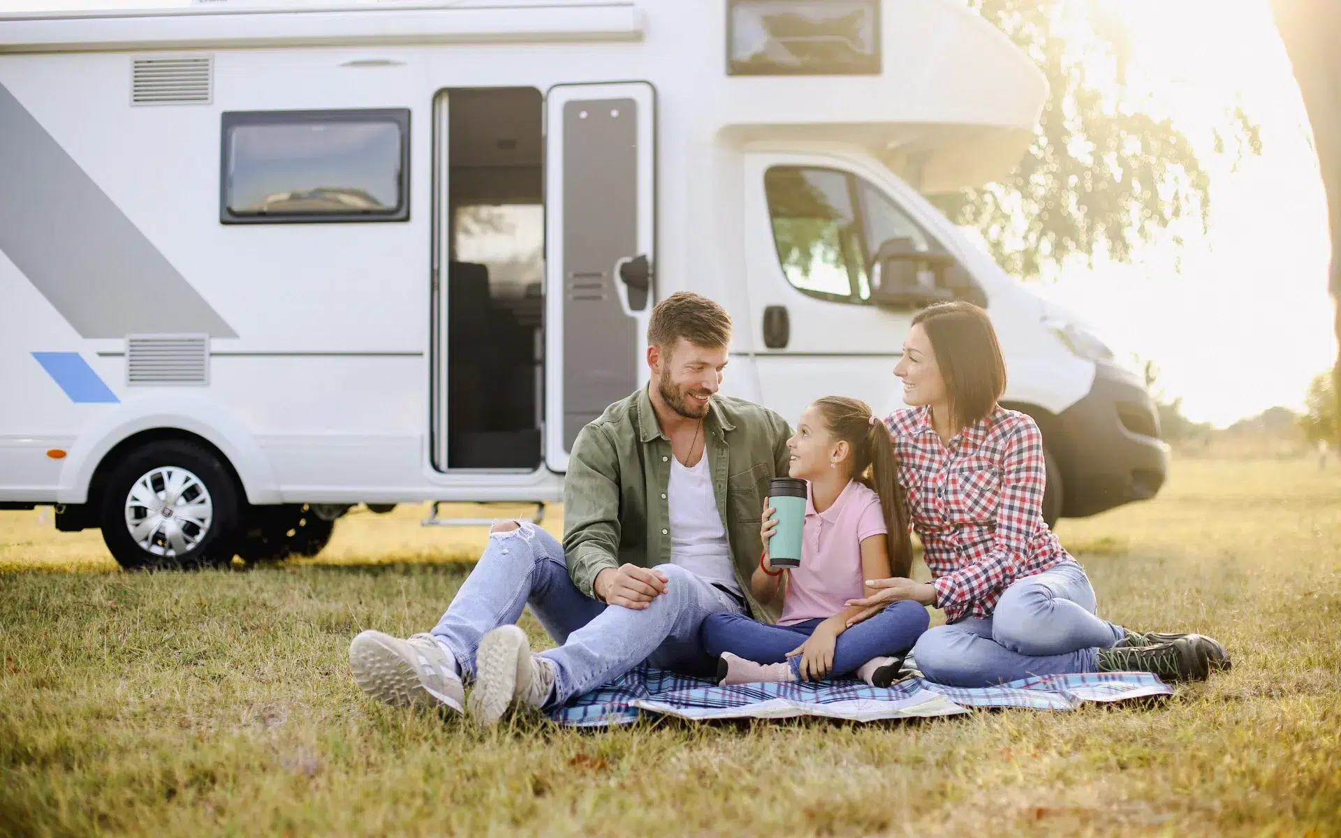 famille vacances caravane camping nature