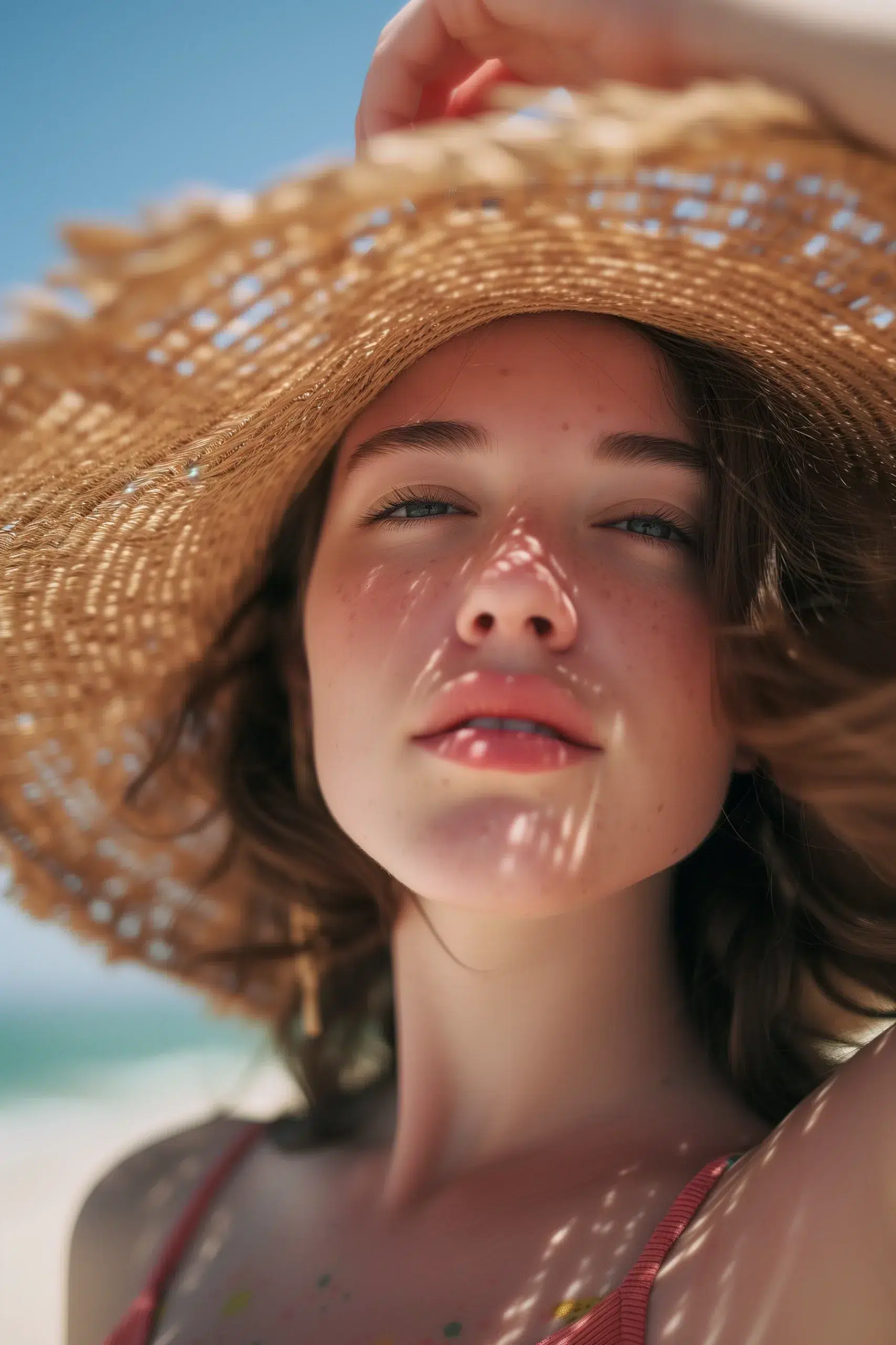 femme chapeau paille portrait