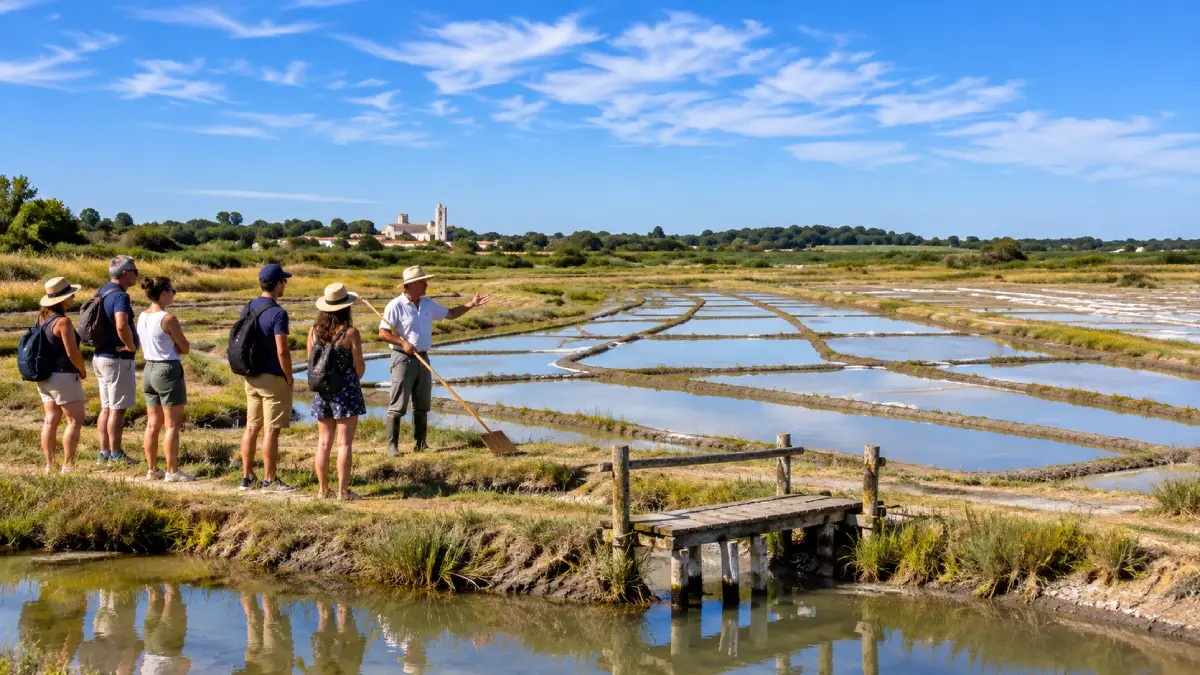 Saunier guidant une visite dans les marais salants de Mornac-sur-Seudre